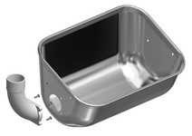 Sow trough with hole and integrated down pipe, left